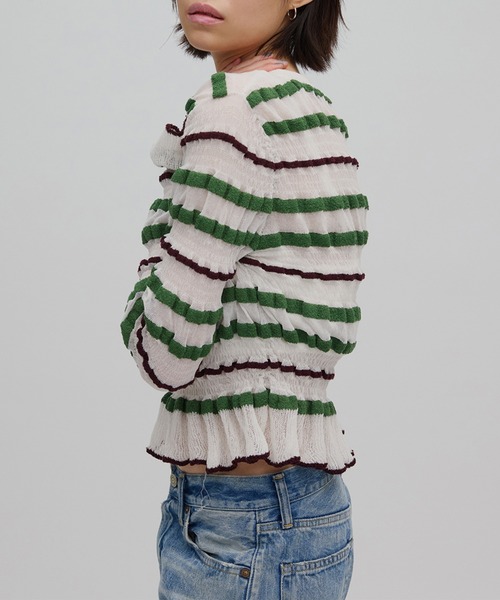 AMERI アメリ　BUMPY MULTI BORDER KNIT TOP BUMPY MULTI BORDER KNIT TOP
