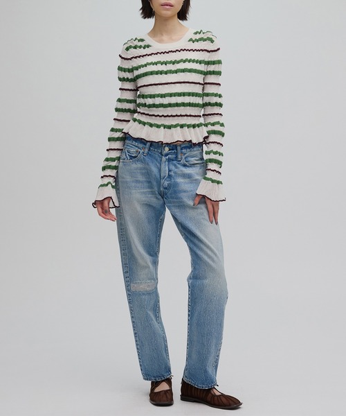 Ameri（アメリ） ニット セーター BUMPY MULTI BORDER KNIT TOP