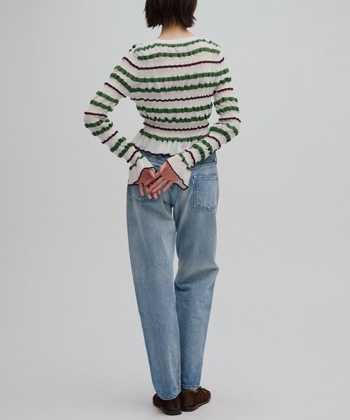 Ameri（アメリ） ニット セーター BUMPY MULTI BORDER KNIT TOP
