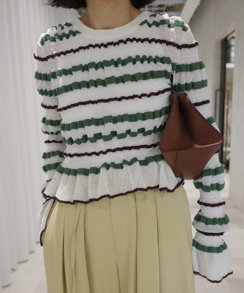Ameri（アメリ） ニット セーター BUMPY MULTI BORDER KNIT TOP
