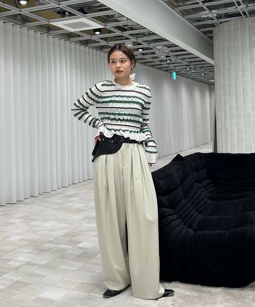 Ameri（アメリ） ニット セーター BUMPY MULTI BORDER KNIT TOP