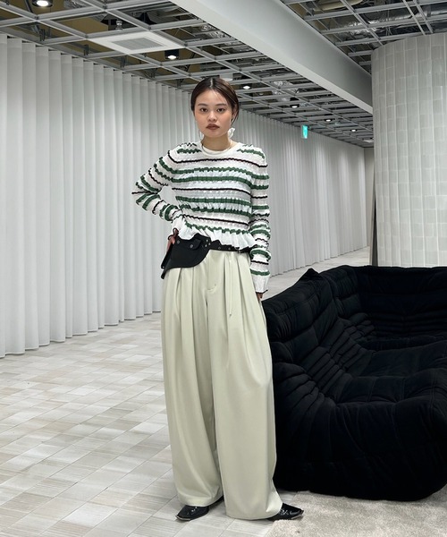 Ameri（アメリ） ニット セーター BUMPY MULTI BORDER KNIT TOP