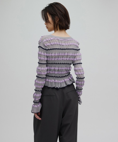 BUMPY ニットトップ Ameri（アメリ） ニット セーター BUMPY MULTI BORDER KNIT TOP