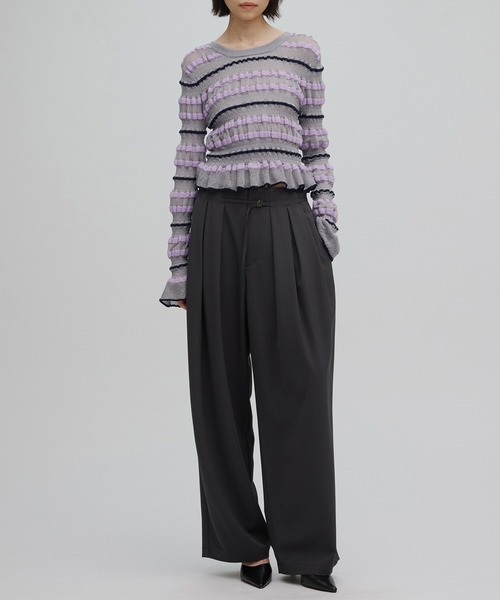 Ameri（アメリ） ニット セーター BUMPY MULTI BORDER KNIT TOP