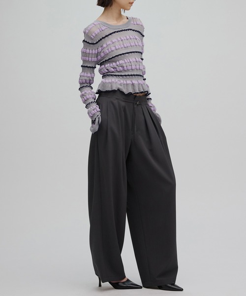 AMERI アメリ　BUMPY MULTI BORDER KNIT TOP BUMPY MULTI BORDER KNIT TOP