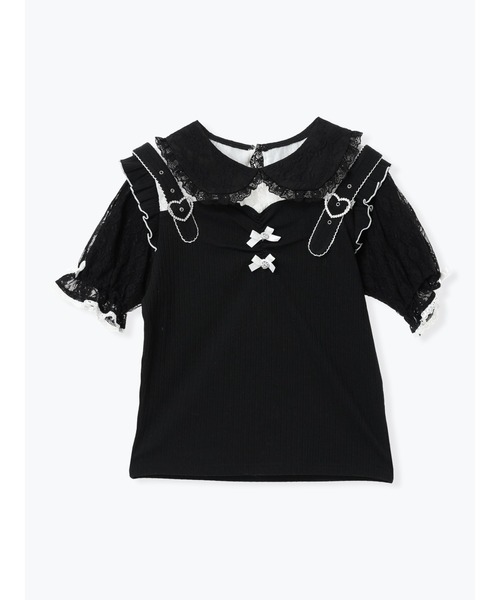 NOEMIE（ノエミー） tシャツ 半袖 ハートバックルデコルテレース