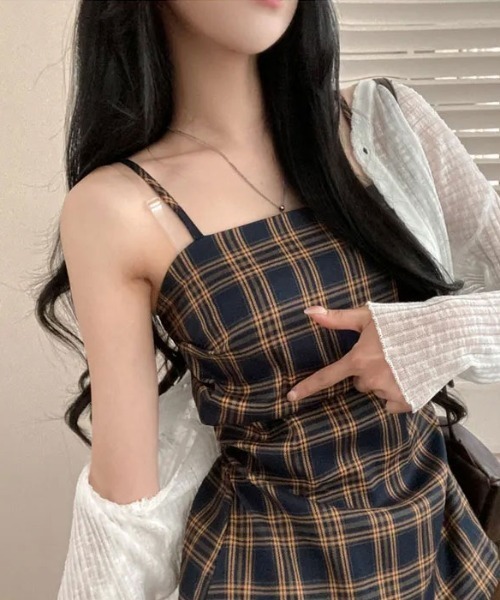 Aelina キャミソール 配色チェック柄キャミソールトップス : ZOZOTOWN