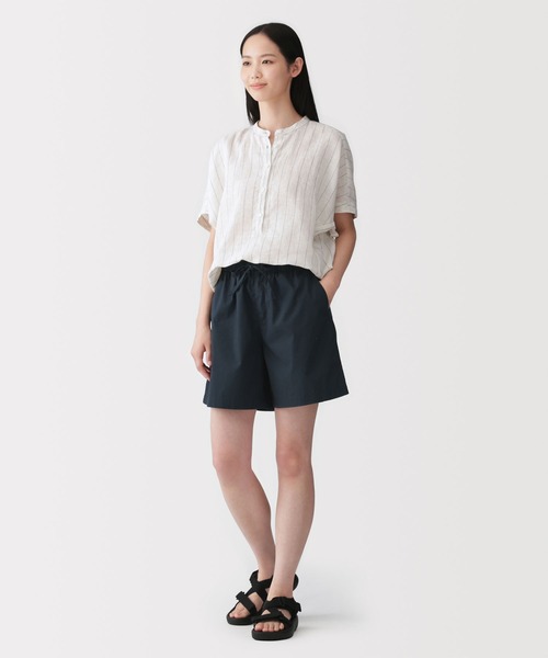 ブラック ショートパンツ 軽量 シンプル 無印良品（MUJI） パンツ 婦人 洗いざらし ブロードショートパンツ