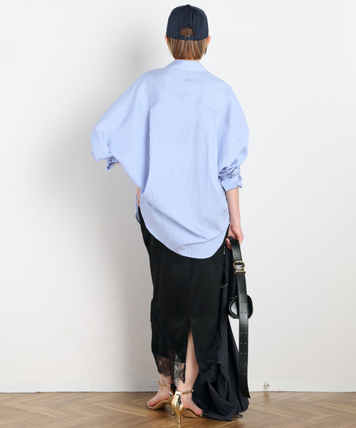 スカート レースサテンスカートの画像