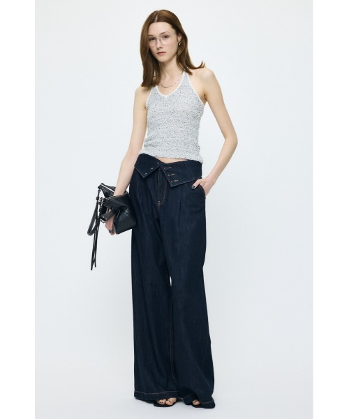 MOUSSY HALTER KNIT キャミ キャミソール レッド MOUSSY（マウジー