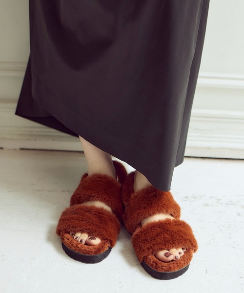 「Mode et Jacomo」 フラットサンダル 24cm ブラウン レディース_画像4