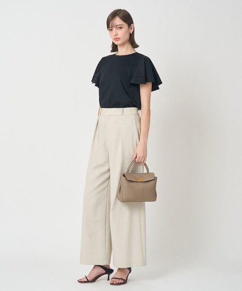 ワイドパンツ パンツ スラブオックスタックワイドパンツ レディースの画像
