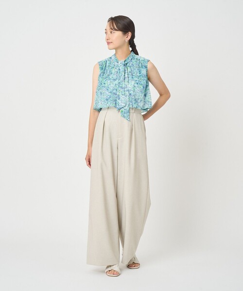 ワイドパンツ パンツ スラブオックスタックワイドパンツ レディースの画像