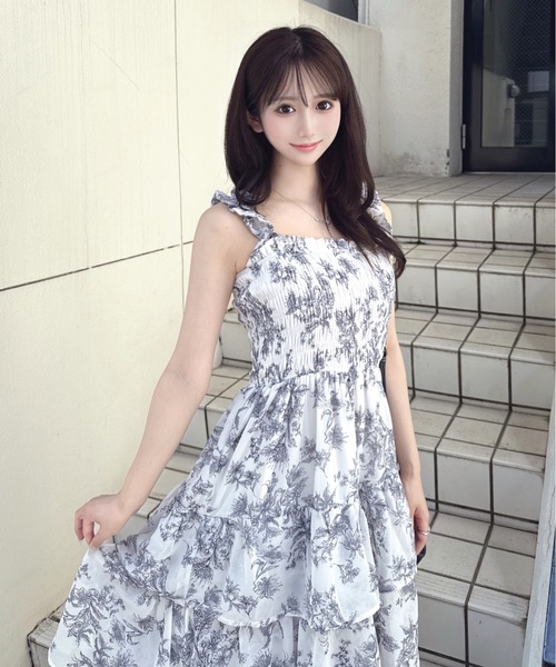 one way フリルシャーリングキャミワンピース イエロー one way（ワンウェイ） ワンピース 夏 フリルシャーリングキャミ