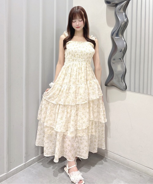 one way フリルシャーリングキャミワンピース イエロー one way（ワンウェイ） ワンピース 夏 フリルシャーリングキャミ