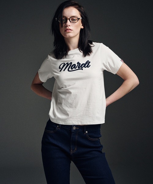 「Mardi Mercredi」 半袖Tシャツ FREE ホワイト×ネイビー レディース_画像6