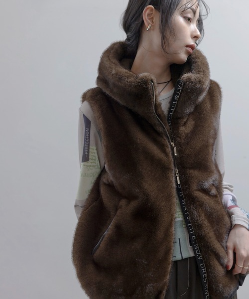 Eimee Law（エイミーロウ） ベスト ジレ ミンクファー フーディー