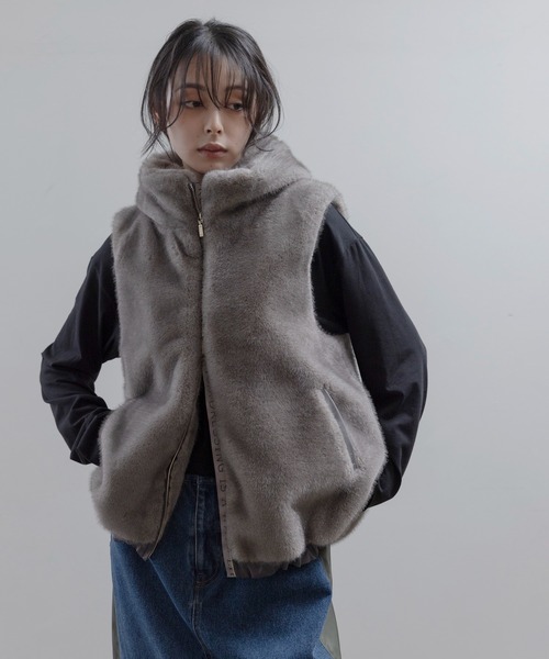 Eimee Law（エイミーロウ） ベスト ジレ ミンクファー フーディー