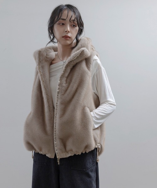 Eimee Law（エイミーロウ） ベスト ジレ ミンクファー フーディー 