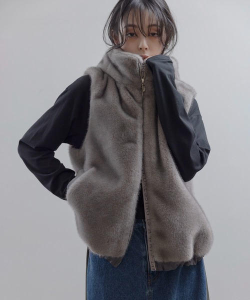 Eimee Law（エイミーロウ） ベスト ジレ ミンクファー フーディー