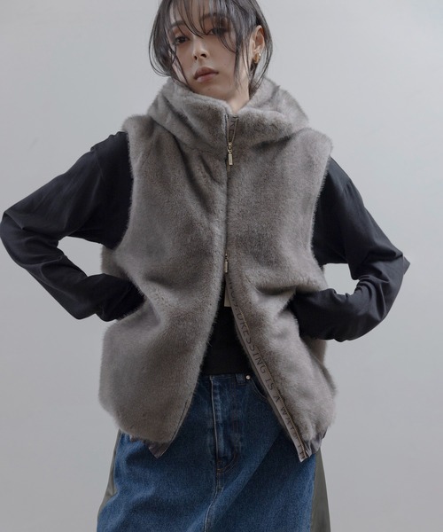 Eimee Law（エイミーロウ） ベスト ジレ ミンクファー フーディー