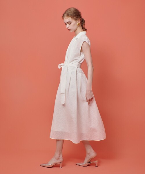 「LOULOU WILLOUGHBY」 ノースリーブワンピース 2 ホワイト レディース_画像3