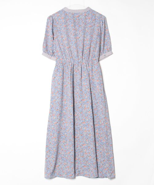 「w closet」 花柄半袖ワンピース M ブルー レディース_画像2