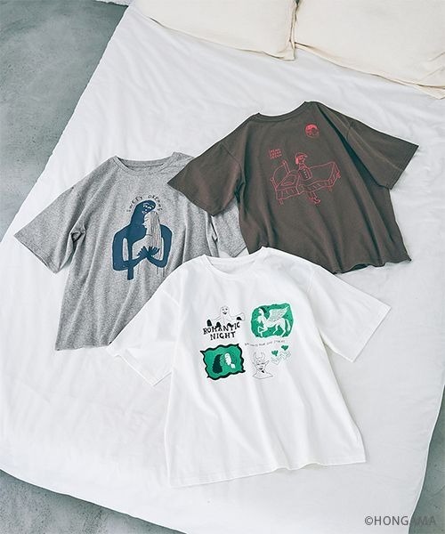 JEANASIS HONGAMA ジーナシス ホンガマ Tシャツ グレー JEANASIS（ジーナシス） tシャツ 半袖 「HONGAMA」プリントTEE SS
