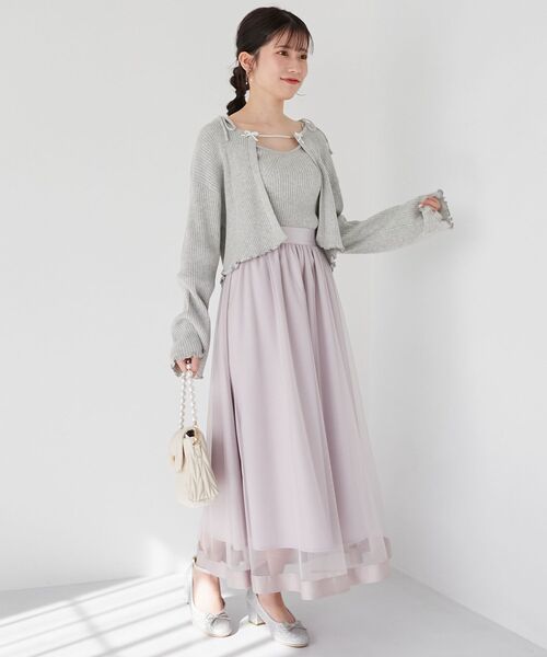 「MAJESTIC LEGON」 フレアスカート MEDIUM グレイッシュベージュ レディース_画像2