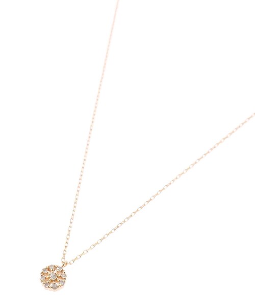 COCOSHNIK ネックレス K10ダイヤモンド 透かしラウンド