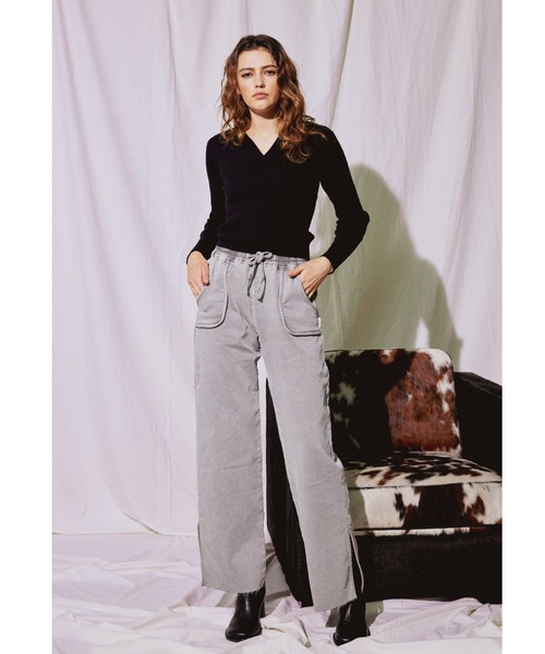 tシャツ Tシャツ Open Collar Rib Knit Top/オ 