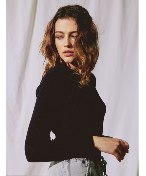 ALEXIA STAM（アリシアスタン） tシャツ Open Collar Rib Knit Top