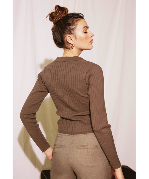 tシャツ Tシャツ Open Collar Rib Knit Top/オ 