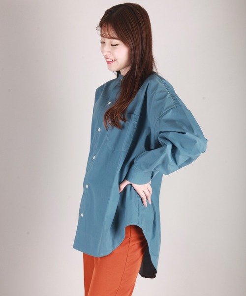 WESTSEA シャツ オーバーサイズバンドカラーシャツ メンズ