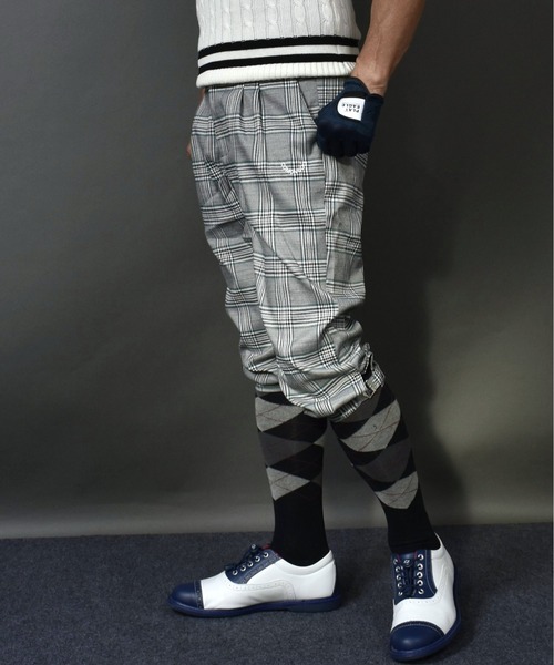 p COMON GOLF ニッカボッカーズパンツ Lサイズ グレーチェック ストレッチ ニッカボッカーズゴルフウェア グレンチェック