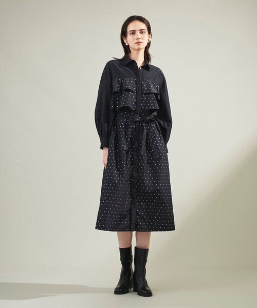GRACE CLASS シャツワンピース 箔ドットシャツドレス : ZOZOTOWN Yahoo