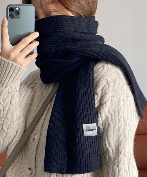 STONE  / リブニットマフラー/7115N15B5/ブラック Bifrost（ビフレスト） マフラー ストール リブニットマフラー