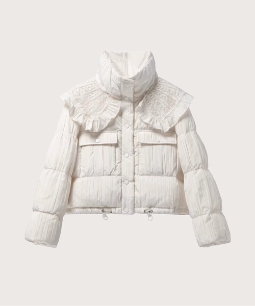 ビックカラー フリル モノトーンジャケット セール】big collar frill blouse / 付け襟風ビッグカラーフリル