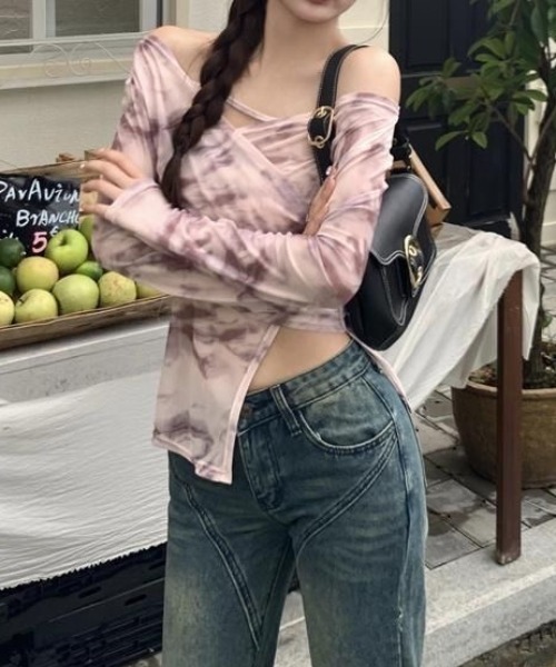 【EDITION】シアーアシンメトリートップス Achic tシャツ シアーアシンメトリートップス レディース