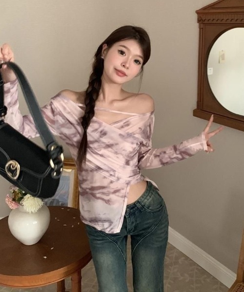 【EDITION】シアーアシンメトリートップス Achic tシャツ シアーアシンメトリートップス レディース