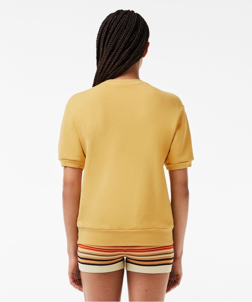 tシャツ オーガニックコットン 裏パイル ミネラルダイ半袖スウェット レディース LACOSTE tシャツ オーガニックコットン 裏パイル ミネラルダイ