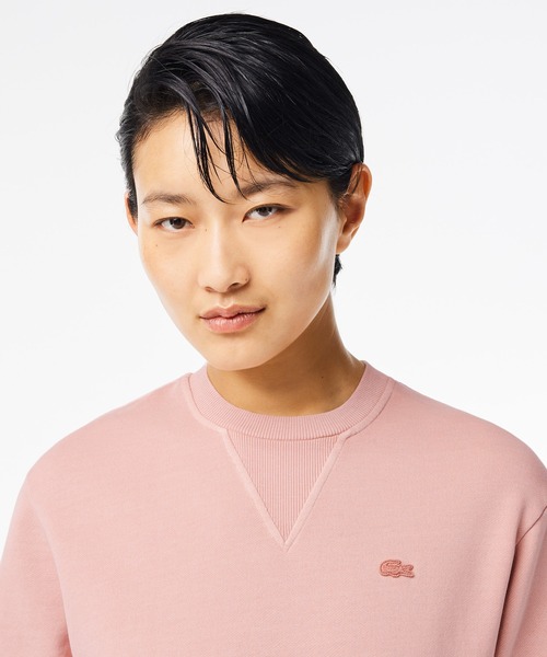 tシャツ オーガニックコットン 裏パイル ミネラルダイ半袖スウェット レディース LACOSTE tシャツ オーガニックコットン 裏パイル ミネラルダイ