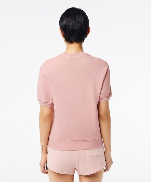 tシャツ オーガニックコットン 裏パイル ミネラルダイ半袖スウェット レディース LACOSTE tシャツ オーガニックコットン 裏パイル ミネラルダイ