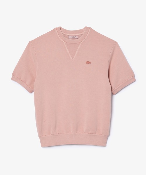 tシャツ オーガニックコットン 裏パイル ミネラルダイ半袖スウェット レディース LACOSTE tシャツ オーガニックコットン 裏パイル ミネラルダイ