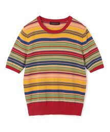 CABaN キャバン 美品 Mサイズ 半袖 マルチボーダー ニット Tシャツ CABaN ニット セーター コットン マルチボーダー クルーネック