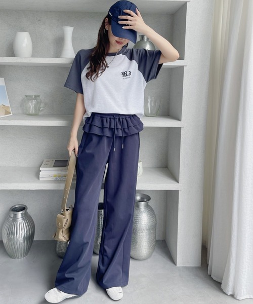 tシャツ 配色ラグラン半袖Tシャツ レディース 夏 ブロークコア
