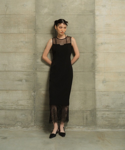 ANDRESD パーティードレス ドレス ヘムレースドレス / hem lace dress