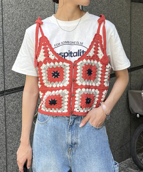 ニット セーター imprevu クロシェキャミ レディース SLOBE IENA ニット セーター imprevu クロシェキャミ レディース