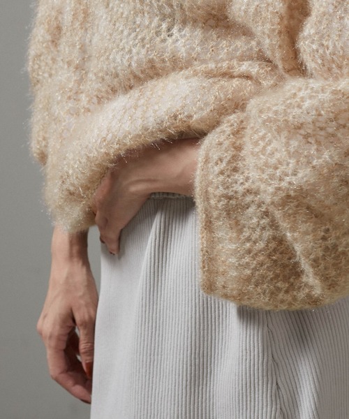 SALON adam et ropé フラッフィシアーニットプルオーバー ブルー サロン アダム エ ロペ SALON adam et rope' 【WEB限定