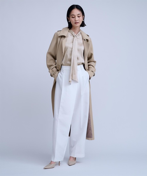 【ファッション好きが選ぶ人気ブランドランキング】 ur's ブラウス シャツ サテンストライプハイネックボウタイ トップス